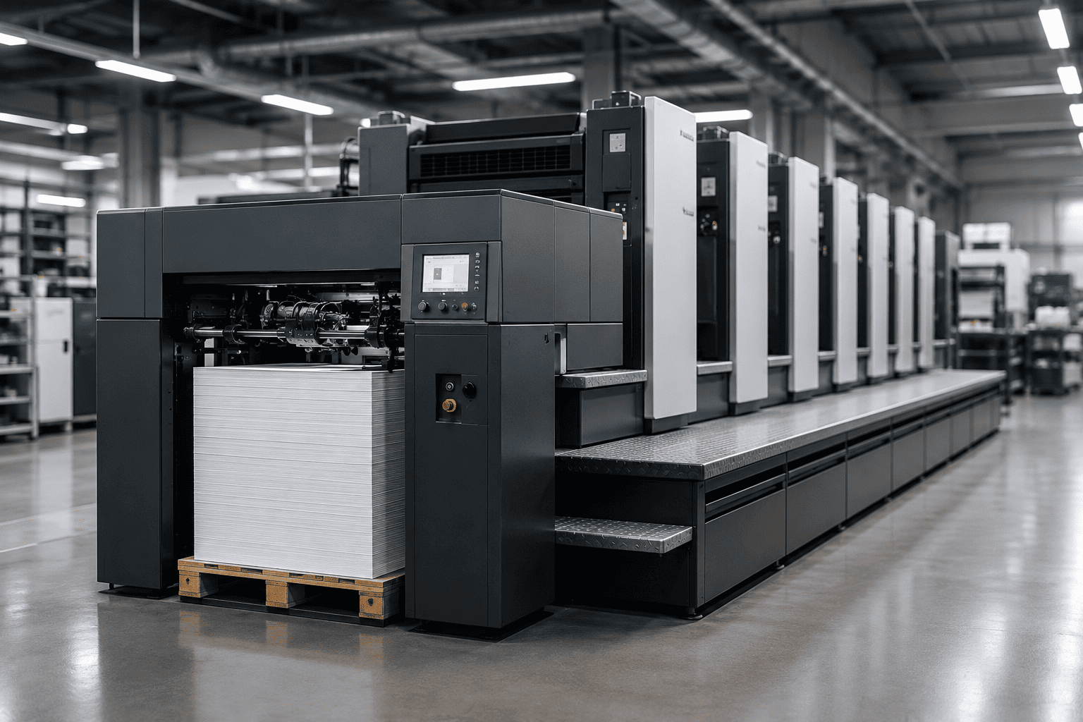 Máquina de impresión industrial en producción